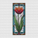Patrón de punto de cruz – Tulipán estilo vidriera | Marcapáginas | Bordado floral moderno | Liliss