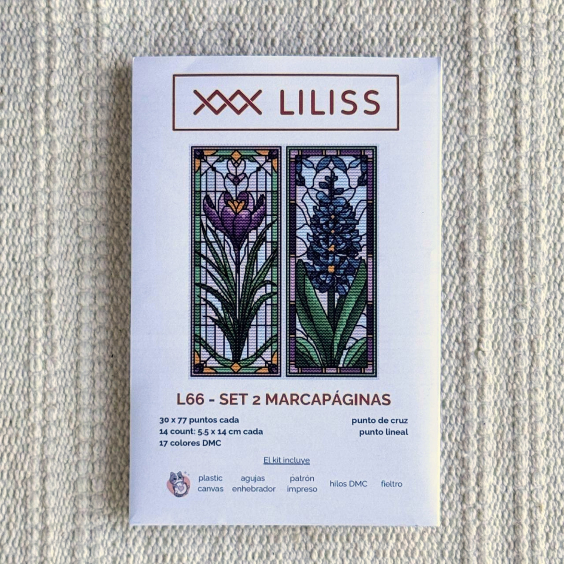 Kit de punto de cruz – Set de 2 marcapáginas Jacinto y Crocus