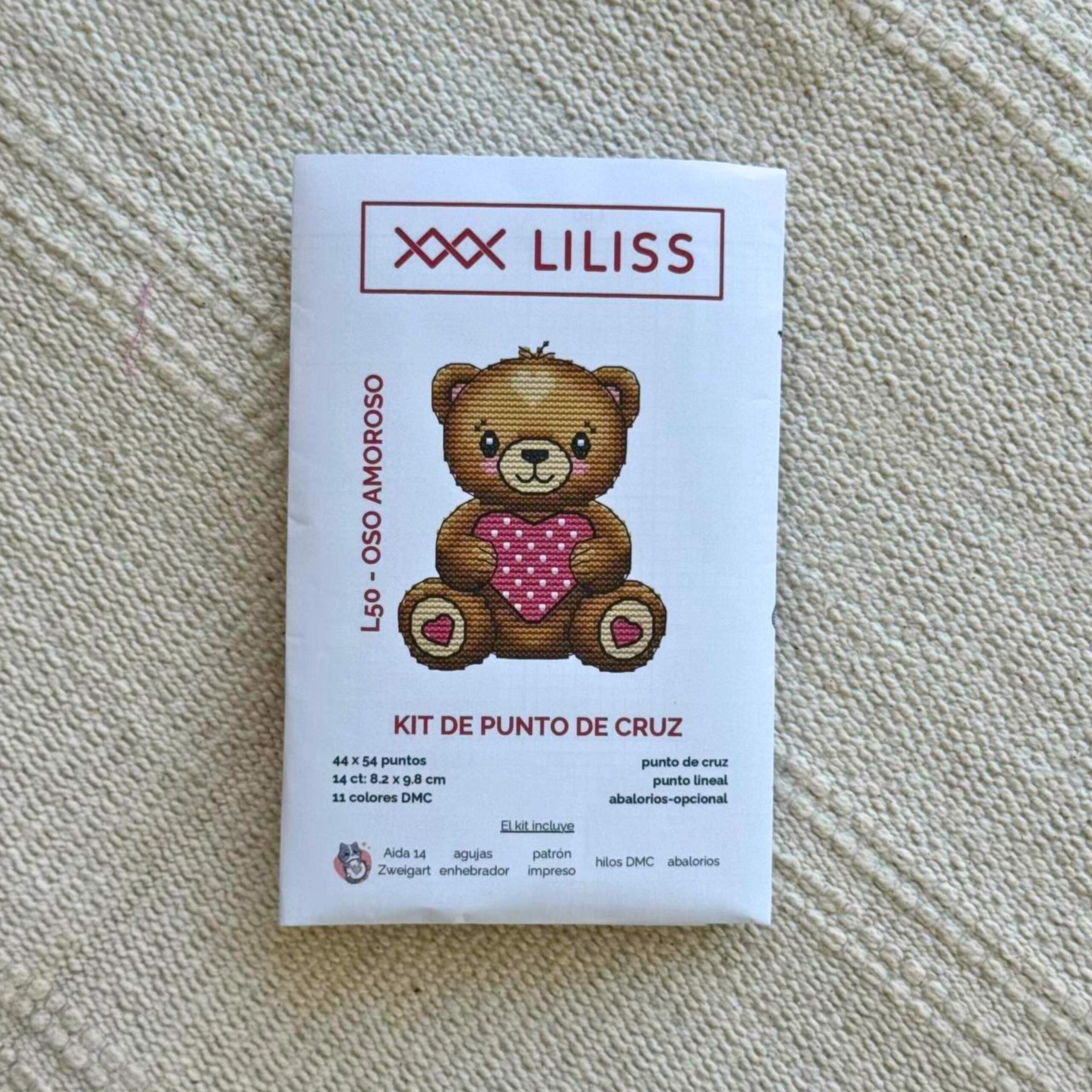 Kit de punto de cruz – Oso amoroso