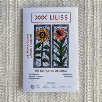 Kit de punto de cruz – Set de 2 marcapáginas Girasol y Azucena