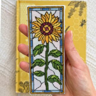 Patrón de punto de cruz – Girasol | Marcapáginas estilo vidriera