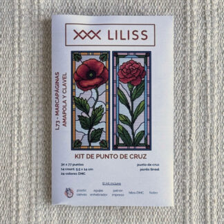 Kit de punto de cruz – Set de 2 marcapáginas Amapola y Clavel