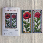Kit de punto de cruz – Set de 2 marcapáginas Amapola y Clavel