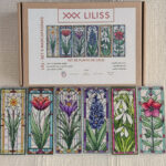 Kit de punto de cruz – Set de 6 marcapáginas Flores de primavera