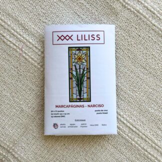 Kit de punto de cruz – Marcapáginas Narciso estilo vidriera