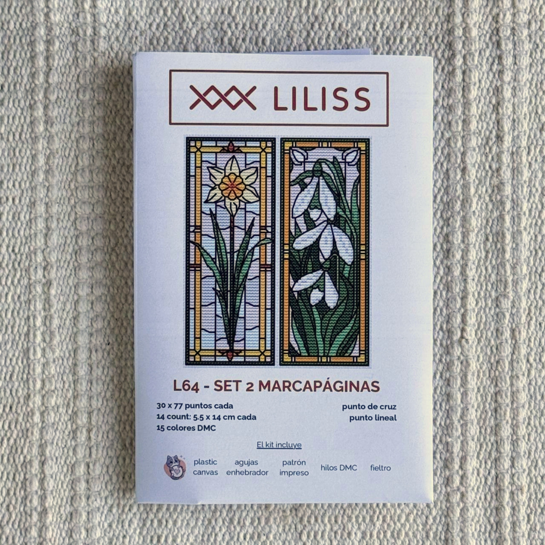 Kit de punto de cruz – Set de 2 marcapáginas Campanillas de Invierno y Narciso