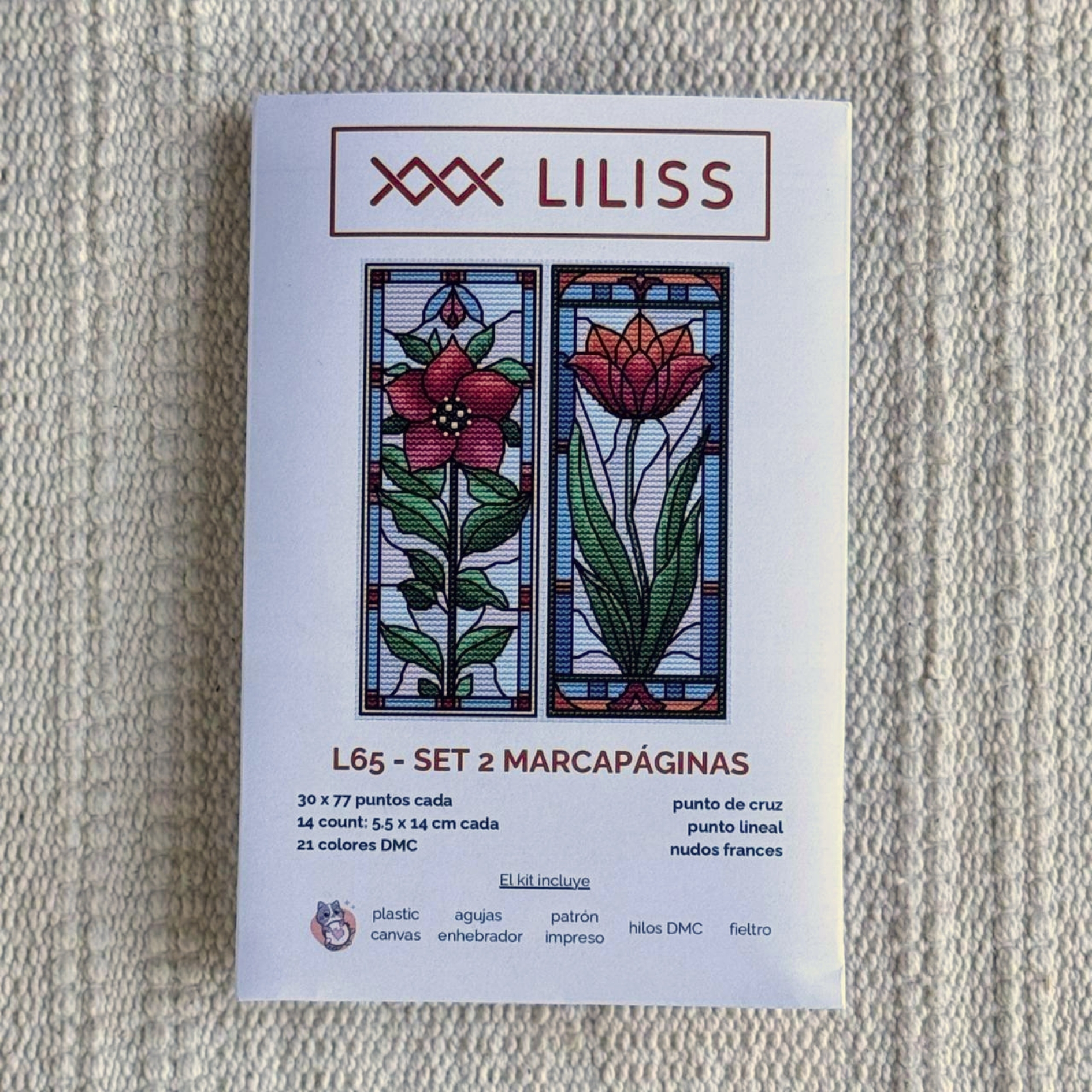 Kit de punto de cruz – Set de 2 marcapáginas Tulipán y Rosa de invierno