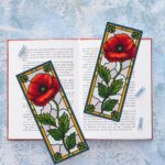 Patrón de punto de cruz – Amapola | Marcapáginas estilo vidriera