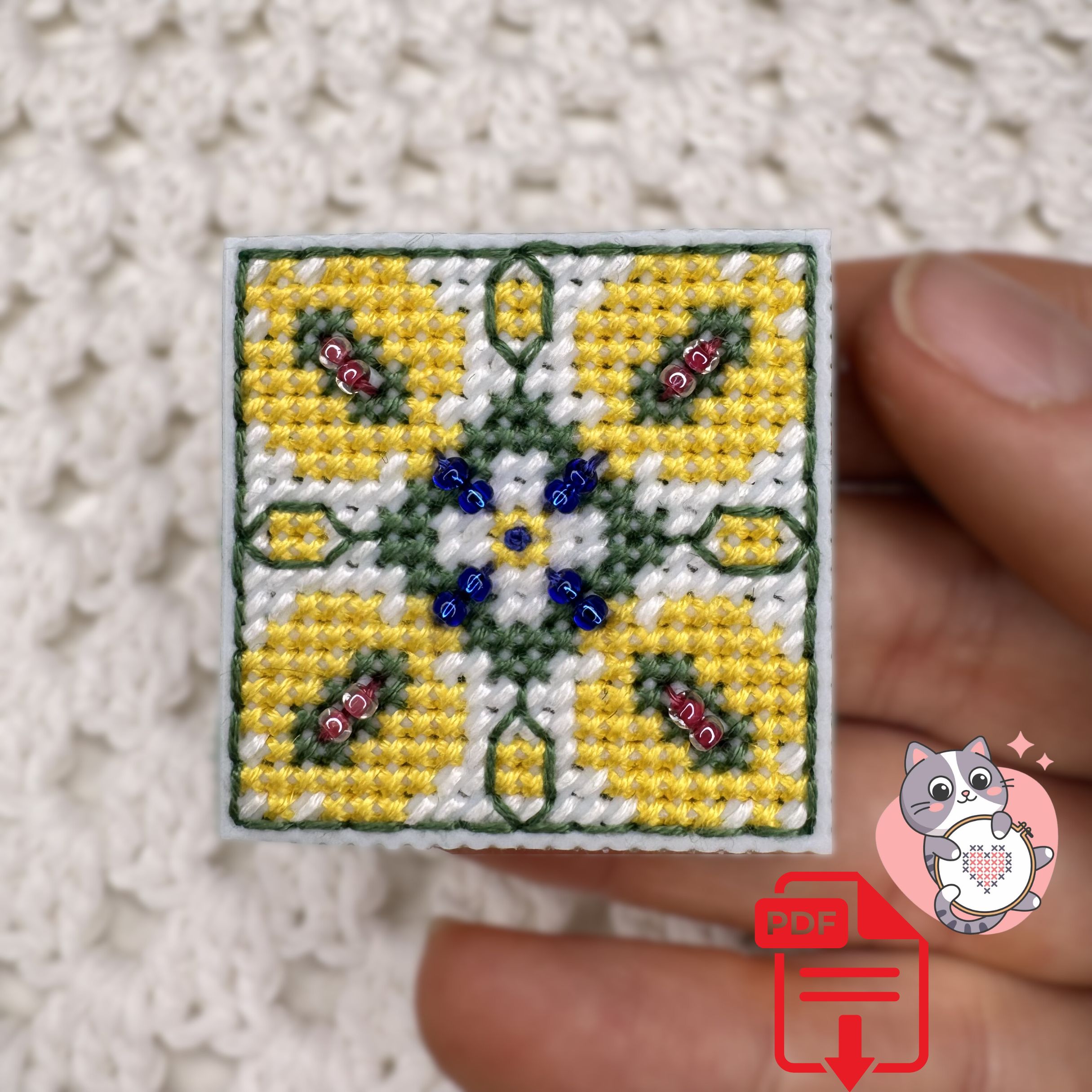 Patrón de punto de cruz – Mini tiles españoles | Bordado azulejos tradicionales | Patrones pequeños para imanes DIY | Liliss
