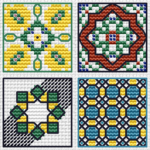 Patrón de punto de cruz – Mini tiles españoles | Bordado azulejos tradicionales | Patrones pequeños para imanes DIY | Liliss
