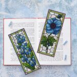 Set de 2 patrones – Nomeolvides y Anémona azul | Marcapáginas estilo vidriera
